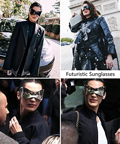 Oversized Futuristic Sunglasses for Men Women Alien Wrap Around Shield Fashion Chic Mask Sun Glasses Shades2