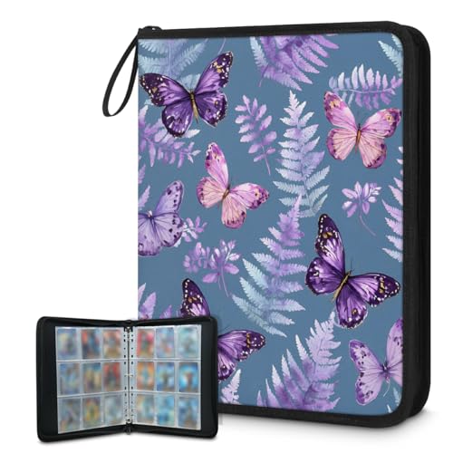Classeur à cartes avec 9 pochettes 900 cases violet fermeture éclair
