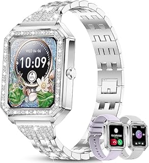 Efolen Smartwatch Damen mit Telefonfunktion, 2023 Smart Watch Damenuhr Android iOS mit Sprachassistent Schrittzähler SpO2 Kalorien Fitnessuhr IP67 Wasserdicht Silber