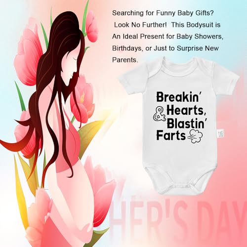 Breakin' Hearts & Blastin' Farts Bodysuit, Cute Baby Boy Clothes, Newborn Fashion Short Sleeve Jumpsuit Outfits4