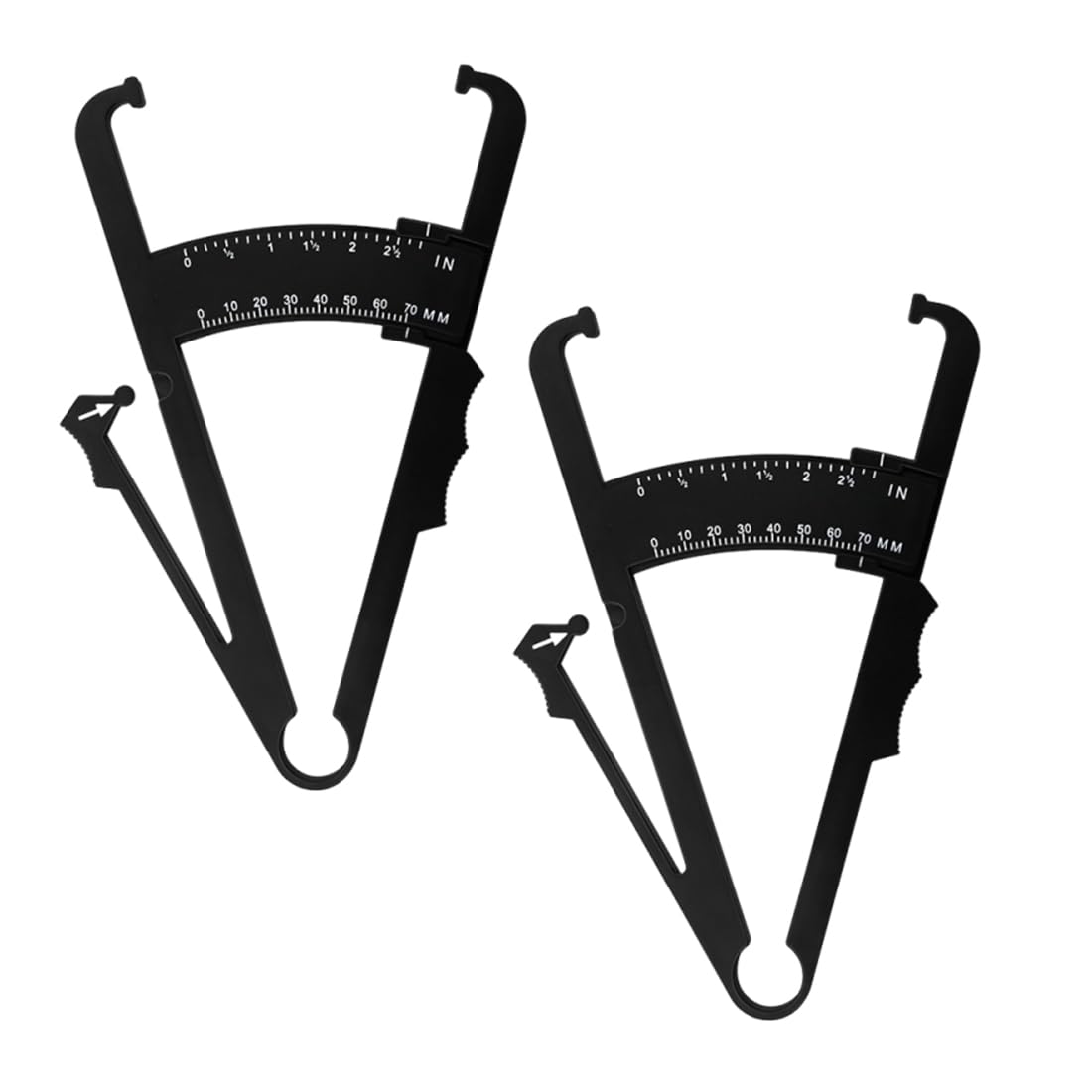2 Stück [KÖRPERFETTZANGE] – Körperfettmessgerät, Caliper Körperfettzange, Doppelskala, Messbereich 0-70 Mm, Zur Messung des Körperfettanteils (Schwarz, A)