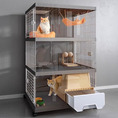 Cage pour chat d'intérieur ventilée pour un salon propre et ordonné