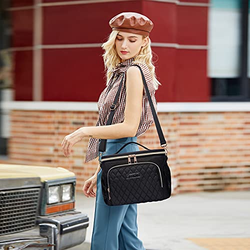 Scorlia Insulated Lunch Bag For Women/Men, Leakproof Cooler Tote Bag For Office Work Outdoor Picnic Beach, Reusable Lunch Box With Adjustable Shoulder Strap And Side Pockets For Adults -10L, Black #TOP5