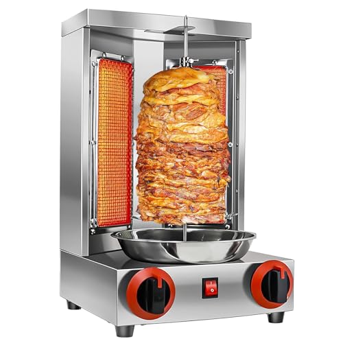 SAIYERUS Parrilla Eléctrica, Parrilla Vertical, Parrilla de Gas, Parrilla de Mesa, Lpg Döner, Acero Inoxidable, Parrilla Eléctrica para La Dentición, Döner Gyros Kebab y Más,110V