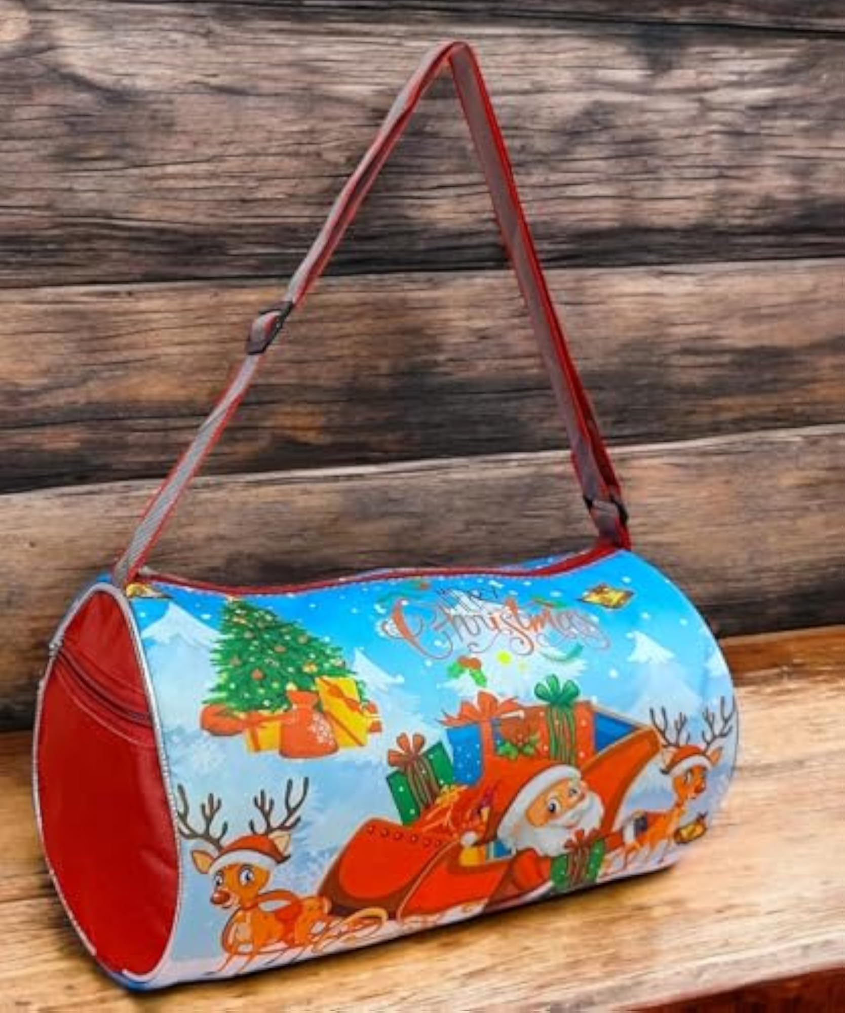 Christmas Theme Duffle Bag for Kids, Santa Claus Design