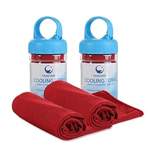 TANCANO Sports Towel for Instant Cooling Relief Microfiber Towels for Golf Workout Swimming Gym Yoga Travel Camping Fitness 40″x12″ Sweat Towel (Dark Red 2 Pack)