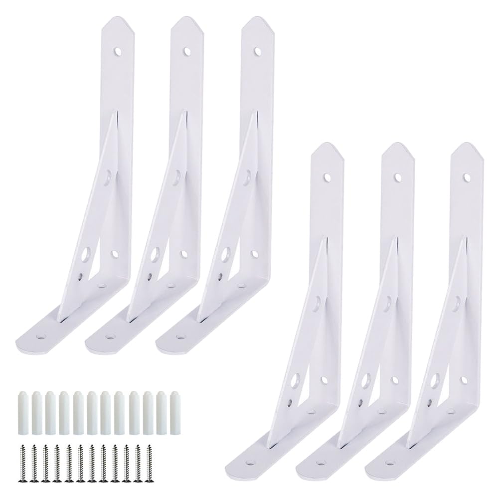staffe per mensole, staffe triangolari per montaggio a parete, staffe per mensole ad angolo retto, supporto per impalcature, per soggiorno, camera da letto, libreria, bianco 250 x 150 mm (White 250x1