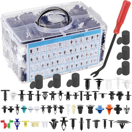Image of 1501Pcs Car Retainer Clips & Plastic Fasteners Kit - 54 Sizes Auto Push Pin Rivets Set with Removal Tool, 10 Cable Ties, Sponge Cushions. 3-Layer Storage Box for Toyota Ford Honda (1501Pcs)