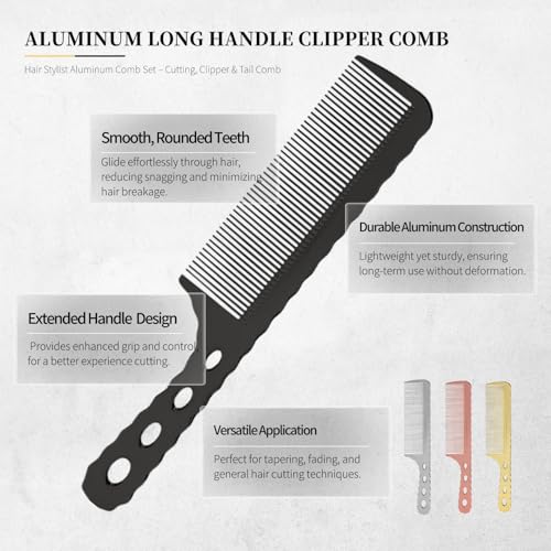 3 Peines de Aluminio para Hombre y Mujer, Profesional miniatura 4