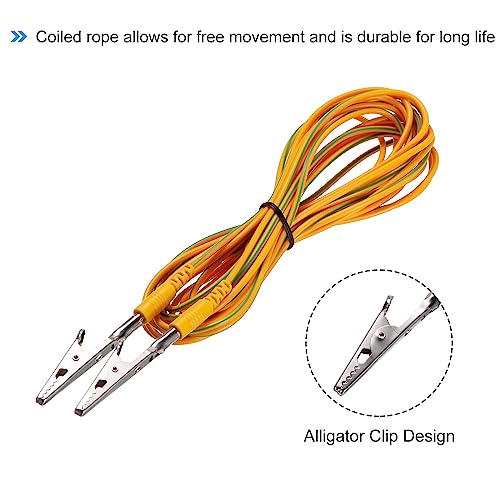 Image of MECCANIXITY ESD Grounding Cable Cord with Alligator Clip 5m /197 inch Long Yellow Anti-Static Ground Wire Cable Clip for Eliminate Conductor Electrostatic