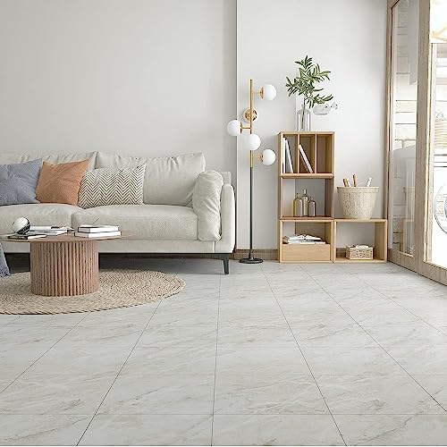 Image of Arkit Floor Tiles - 3D Vinyl Wall Floor Tile Stickers | Self-Adhesive PVC Waterproof for Kitchen Bathroom | Wall Decor Wallpaper (White, 4), 12 Centimeters