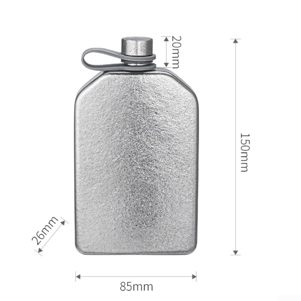 Gourde plate entièrement en titane pur pour sports de plein air avec bec verseur fluide et joint fileté (230 ml)
