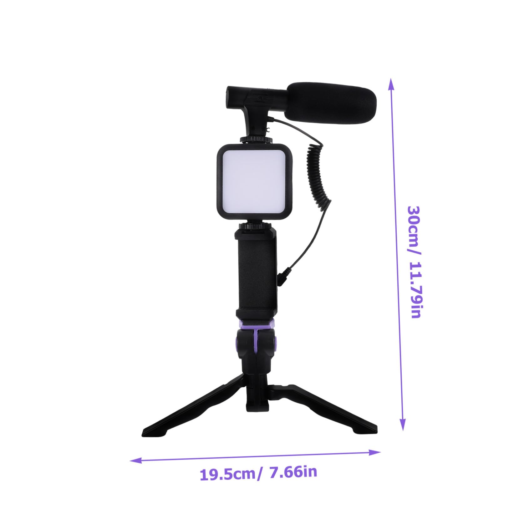 Trípode para Teléfono con Luz de Relleno Negro Abs 1 Juego | Soporte Móvil, Micrófono y Mando a Distancia, Cobre y Led, Fotografía y Viaje, para Principiantes y Profesionales