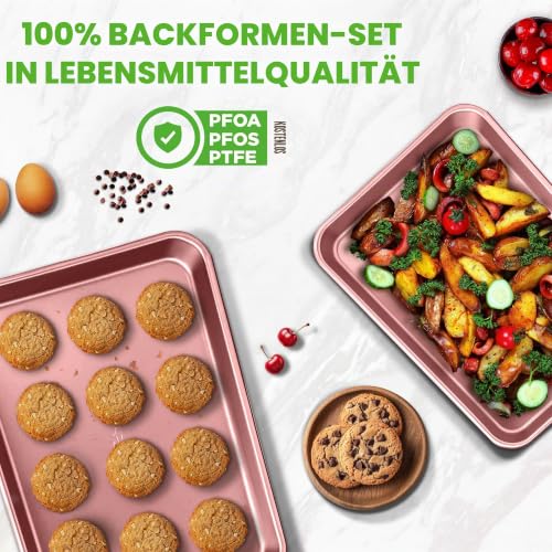 Nutrichef Antihaft-Backblech Pfanne 2pc Groß und Med Metall Professionelle Qualität Küche | Antihaft-Backbleche mit Rand… – Ansicht 5