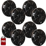 wet sounds Bundle: Four Pairs of SW-650-B Black Grill 6.5' Marine Speakers, 100 Watts RMS Each