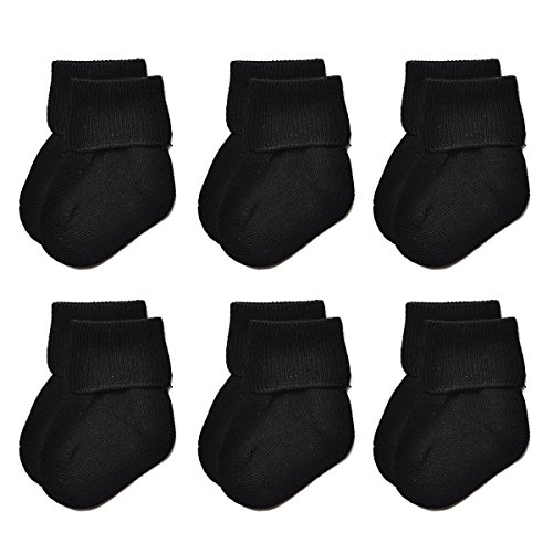 Image of EPEIUS Baby Socks Unisex-Baby Seamless Turn Cuff Socks Cotton Rich Booties Socks 6 Pairs Pack Newborn Infant Toddlers