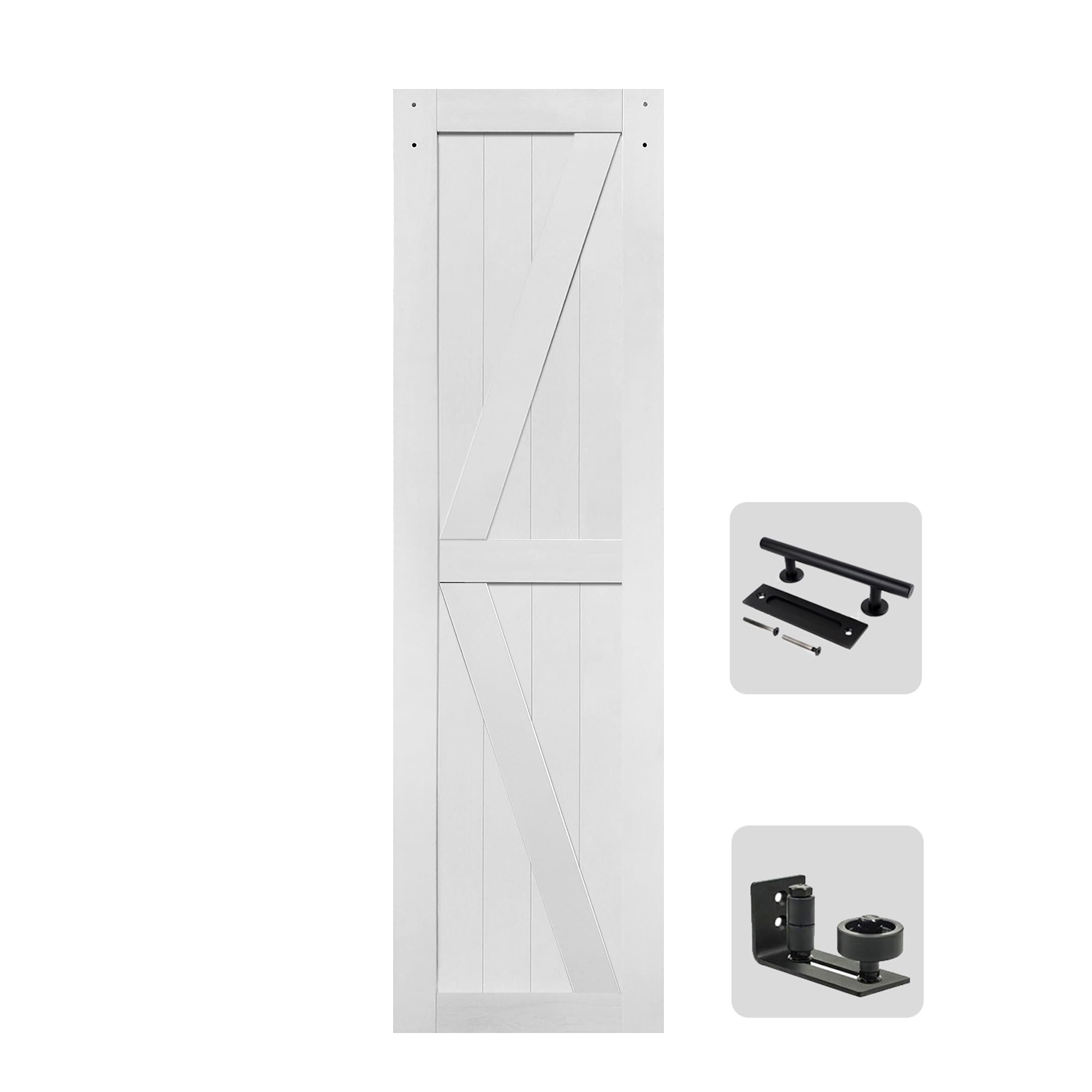s&z tophand® 24in x 84in mdf white barn door, solid slab covered with water-proof pvc surface, simple assembly is required