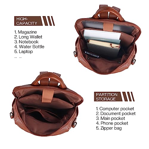 ECOTISH Damen-Rucksack veganem Leder Groß Stylisch Frauen Designer Schultertasche Reiserucksack mit Quaste Cityrucksack Rucksacktasche (Braun)