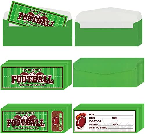 50 Pieces Football Birthday Invitations with Envelopes Sports Themed Football Party Invitations Birthday Invitations for Boys Girls Birthday Party Invitations Favors for Baby Shower (Football)
