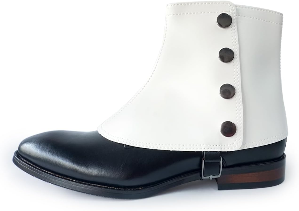Men's Gangster Spats Roaring 20s Snap Spats for Men 1920s Accessories Vintage Shoes Covers (White) - Image 2