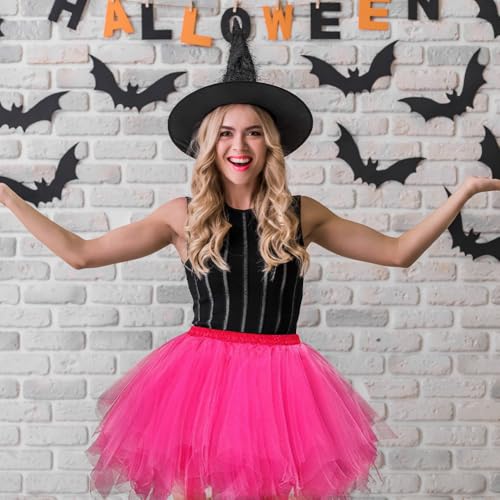 AUYAO Damen Tutu Klassisch Rock, Ballett Tüllrock Petticoat Unterrock, Tütü Röcke, 50er Ballet Elastisch Tanzrock Tanzkleid Ballkleid Kurz Retro Party Kostüme Tanzen (Rose Rot)