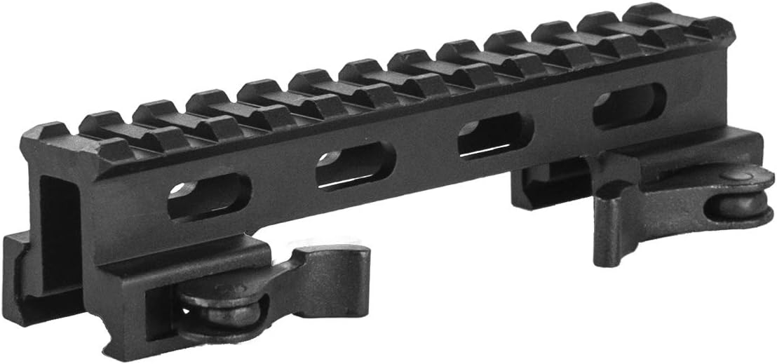 Lion Gears Quick Release Tactical Picatinny 1" Riser, 5" Long with 12 Slots, Dual Lock Quick Realease/Lock Lever makes the Width Fully Adjustable to Fit All Pictatinny Rails , BM1210QR