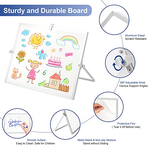 Eoout Table Top Dry Erase White Board With Stand For Kids, 12"X16", Small Portable 10 Markers, 6 Magnets, 1 Eraser, Magnetic Whiteboard, Double-Sided White Board #TOP2