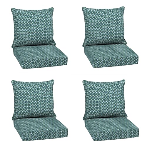 Image of Arden Outdoor Deep Seat Cushion Set (4-Pack), 22 in x 24 in, Weather-Proof, Rain-Proof, Fade Resistant Patio Cushion for Chair, Sofa, and Couch Alana Tile