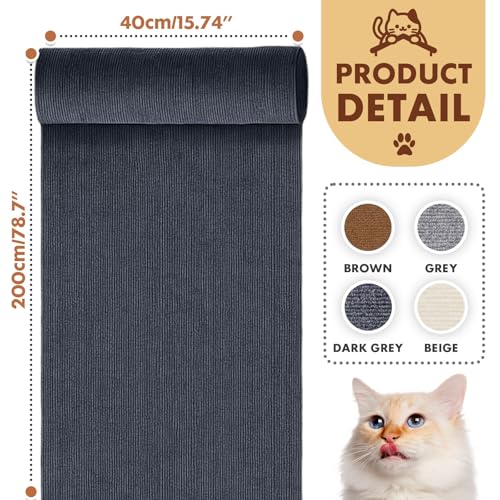 powerking Anti Gato Rañazos Sofá Protector de Muebles, DIY recortables autoadhesivos Almohadillas de arañazos Alfombra de Garras de Gato (Gris Profundo) - imagen 2