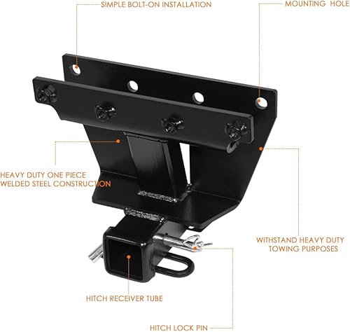 Miniatura 4 de Enganche de remolque clase 3 receptor de 2 pulgadas compatible con Jeep Grand Cherokee 05-10, color negro