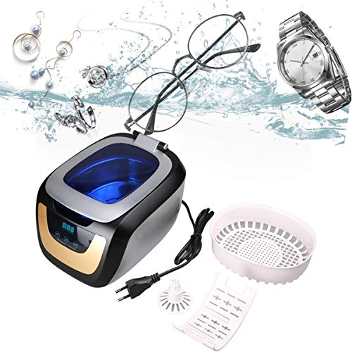 AYUSHOP Pulitore ad ultrasuoni Gioielli 750 ml, 42 KHz Gioielli ultrasonico Portatile della Macchina per Anelli Occhiali Orologi Monete Strumenti Rasoi Orecchini collane dentiere