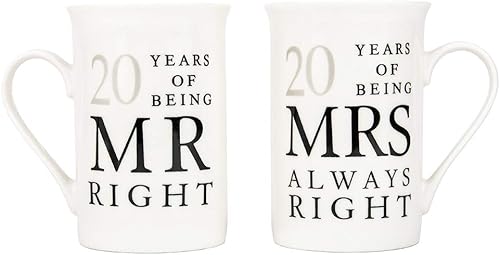 Miniatura 8 de Set de regalo de taza con texto en inglés "Mr Right & Mrs Always Right" de marfil