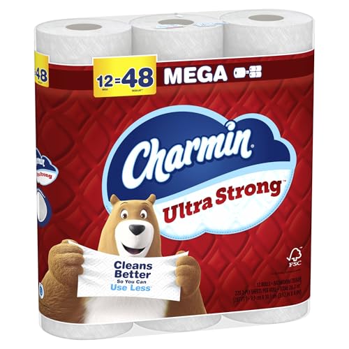 Image of Charmin Ultra Strong Toilet Paper Mega Rolls, 4 inch x 3-15 /16 inch, White, 220 Sheets Per Roll, Pack Of 12 Mega Rolls