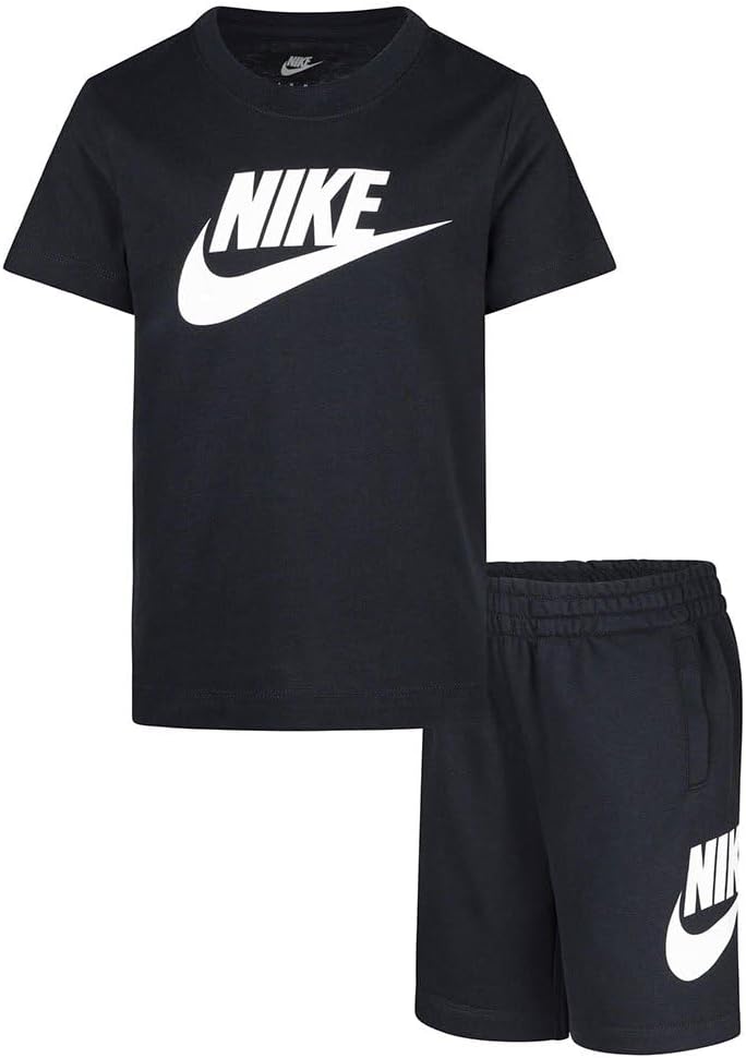 Black Kids' Club T-Shirt & Shorts Set by Nike