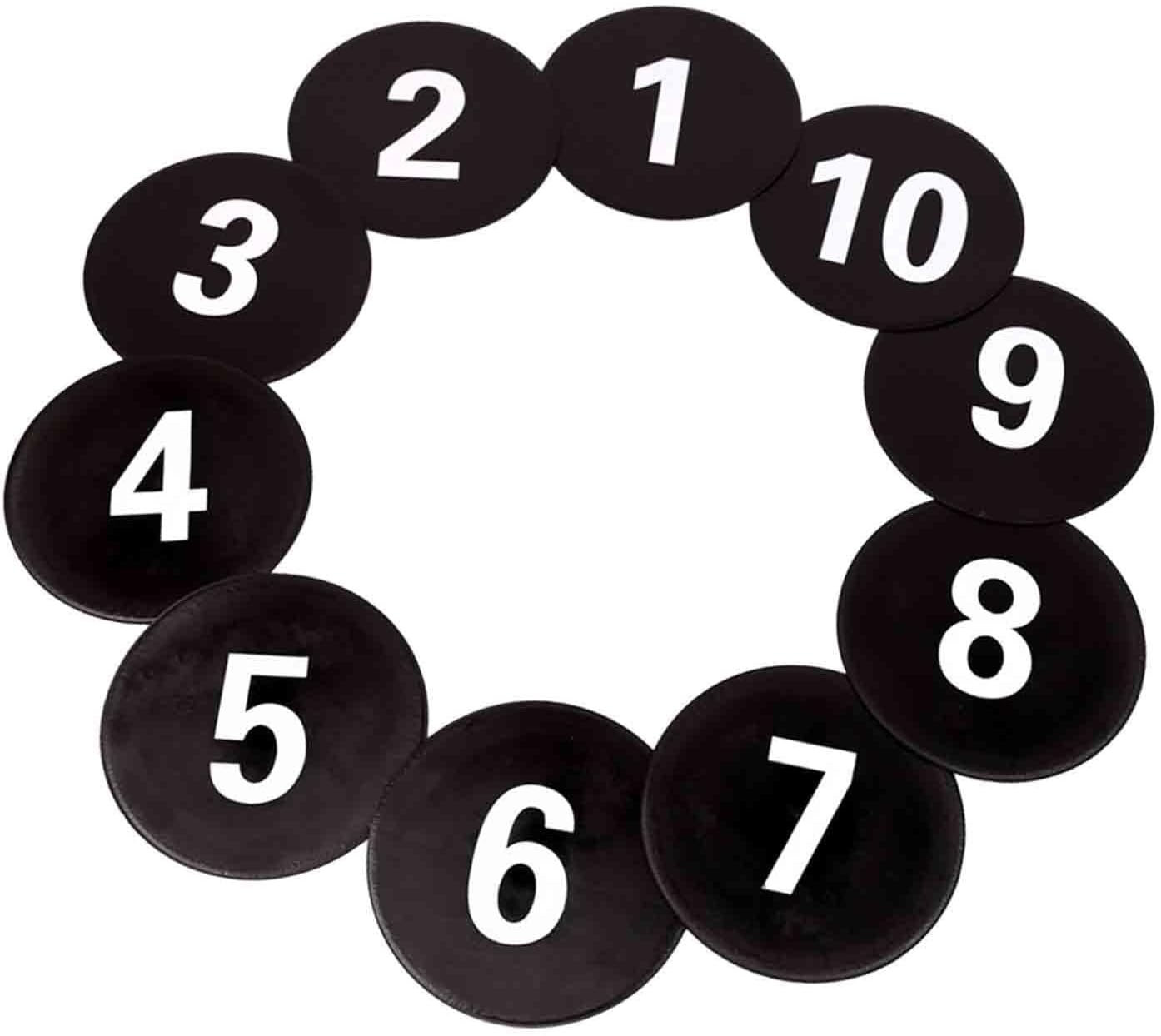 Numbered Floor Markers for Athletic Training Sessions, Black