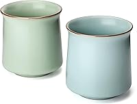 Vista 1 de Juego de 2 tazas de té de cerámica estilo japonés, taza de yerba mate, tazas de té KungFu chinas, sin mango, (estilo 1#)