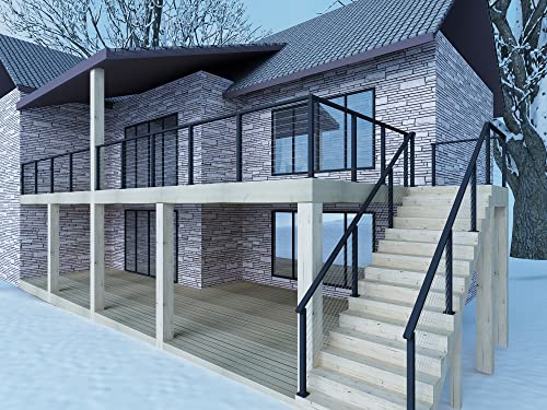 Senmit Cable Railing Post - Stainless Steel Square Fence Post For Deck Cable Railing System (36" Level-Drilled-4 Pack, Black) #TOP5