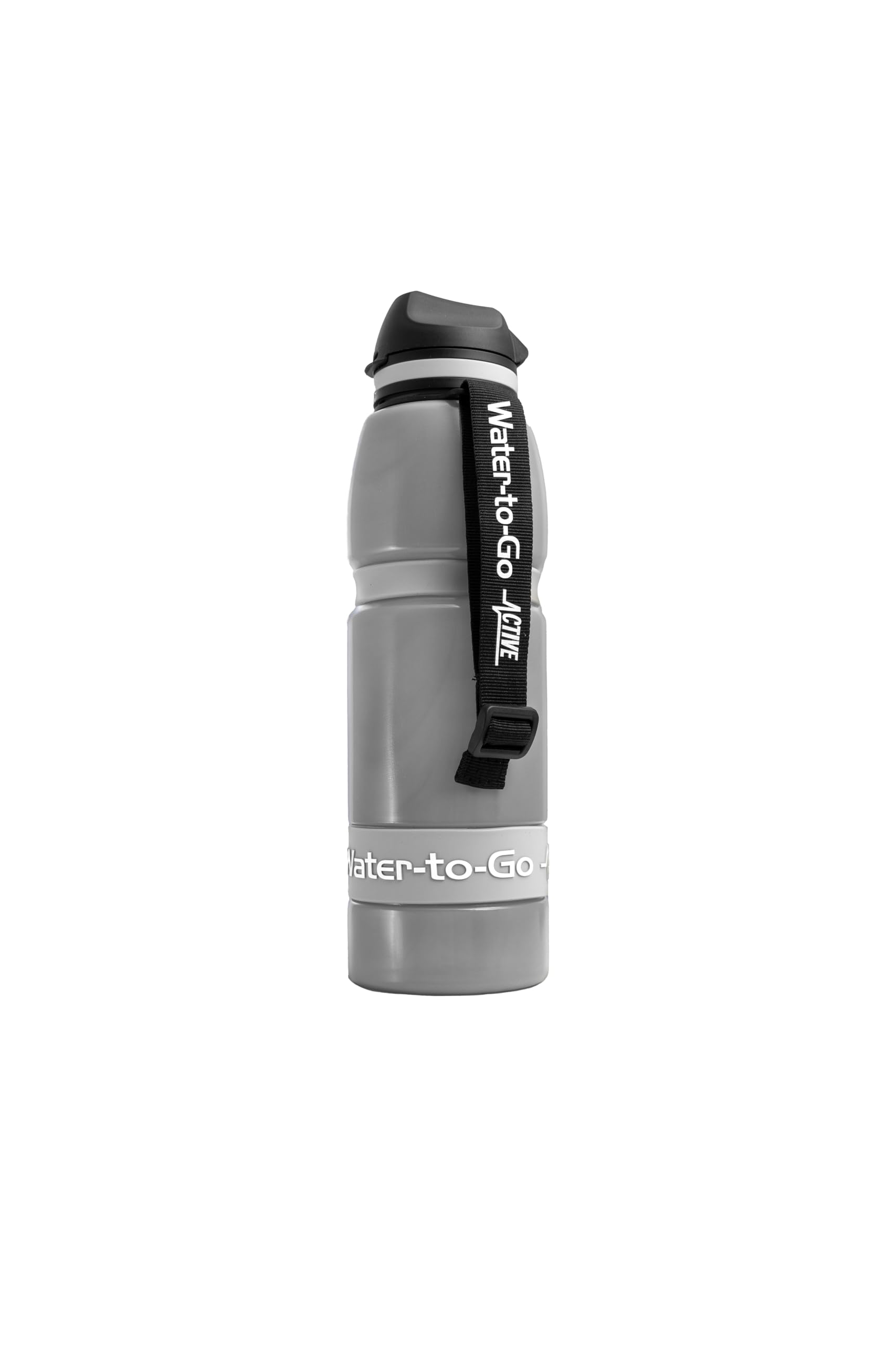 WATER TO GO Botella de agua Active 100 con filtro 3 en 1, 1,0 litros, material de caña de azúcar, 193 g, probado en laboratorio, elimina el 99,9999% de contaminantes, Cloud Silver