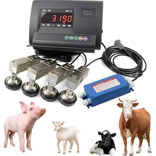 High Precision Livestock Scale Kit - 5000KG Load Cell Floor Scale with 4 Sensors & Wire Junction Box, Ideal for Cattle, Goats, Pigs, Horses, and Sheep