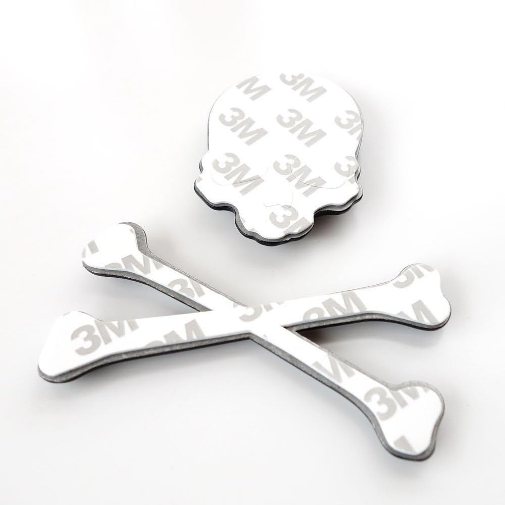 T Tocas Skull Crossbone Pirate Car 3D Emblem Chrome Metal Badge Sticker Decal