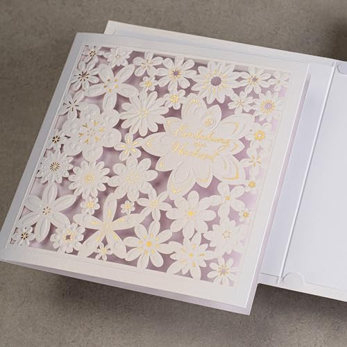 Invitations mariage 135x135mm avec inserts et enveloppes
