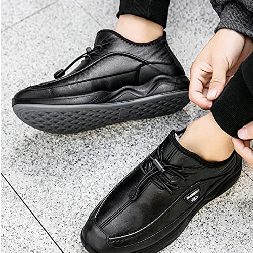 LAVAEGG Mens Shoes Outdoor Sneakers Lace Up Non Slip Running Shoes ?Elastic Lace-Up Leather Shoes4