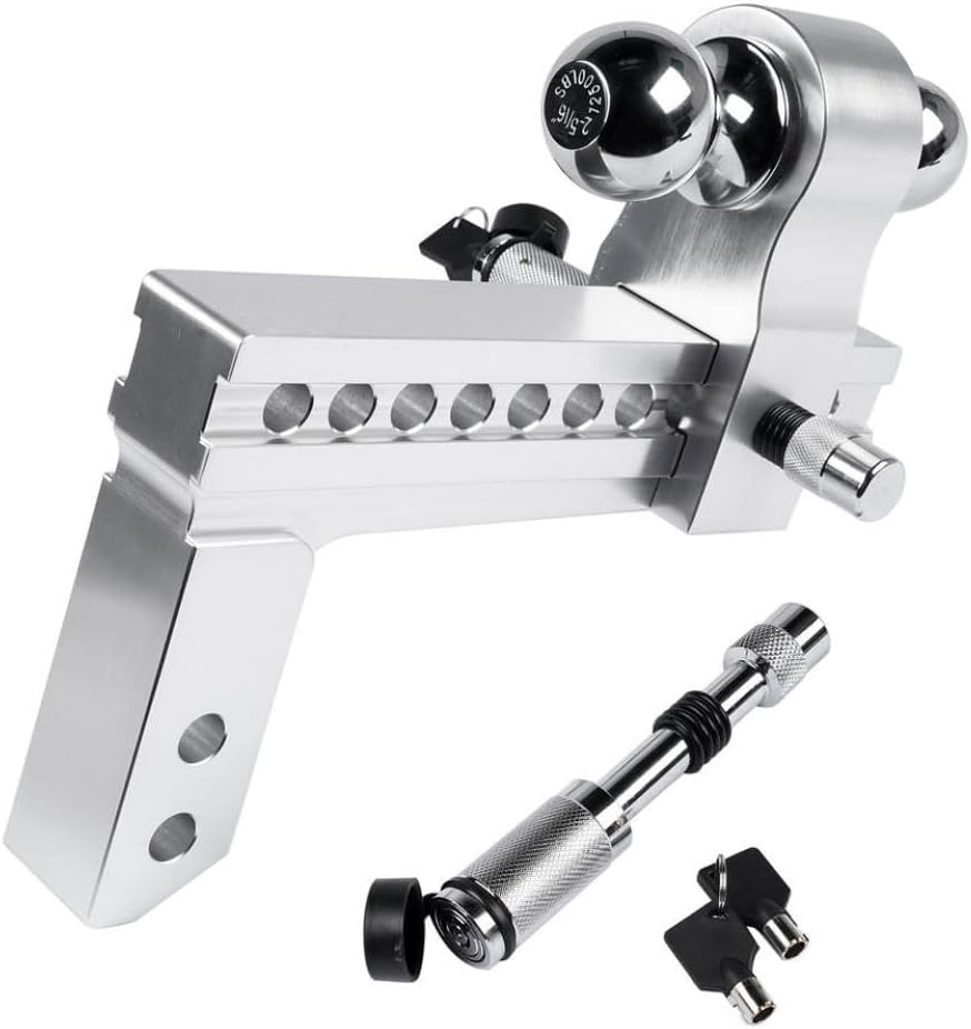 Adjustable Trailer Hitch for 2 Inch Receiver 10 Inch Drop Rise Tow Drop Hitch 12500LBS