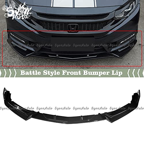 Syon Auto FITS 2016-2021 HONDA CIVIC 4DR & 2DR GLOSS BLACK BATTLE STYLE FRONT LIP SPLITTER