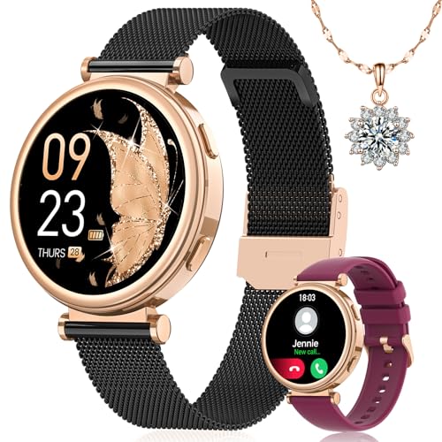 SWGOTA Reloj Inteligente Mujer con Llamadas, 1.27'' HD Smartwatch Mujer con Función Femenina 24H Pulsómetro SpO2 Sueño, 120+ Modos Deportivos Calorías IP68 Whatsapp Android iOS Regalos Mujer Oro Negr