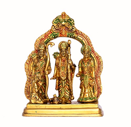 StonKraft - Brass Ram Darbar Includes Rama, Sita, Laxman, Hanuman Murti Idol Statue Figurine | 6.75