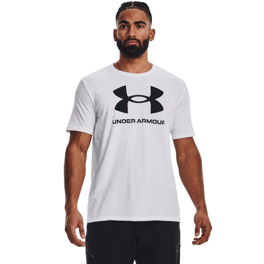 Under Armour mens Sportstyle Logo Short Sleeve T Shirt T-Shirt S (100) White / / Black