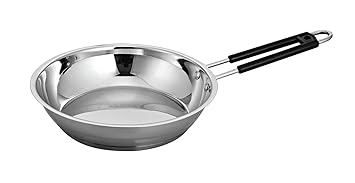 Devidayal 2mm Wire Fry Pan Stainless Steel pan,inducation and Gas Friendly,Omlette Pan,Tadka pan/Silver (Size-12'')