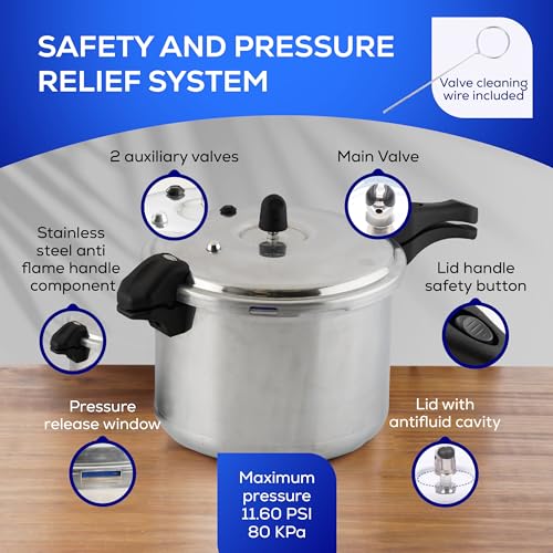 Image of Universal (6.3 Quart / 6 Liter) Olla de Presion, Aluminum Stovetop Pressure Pot with 6 Safety Systems, 7-Serving Family Size, Pressure Cooker made in Colombia, 25-Year Warranty