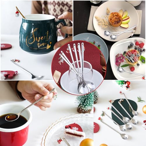 Weihnachtstasse,6-Teiliges Weihnachtslöffel,Weihnachtstassen,Wweihnachten Christmas set Weihnachtsgeschirr,Weihnachts Löffel Besteck,Kaffeelöffel Geschirrset Weihnachtsbesteck